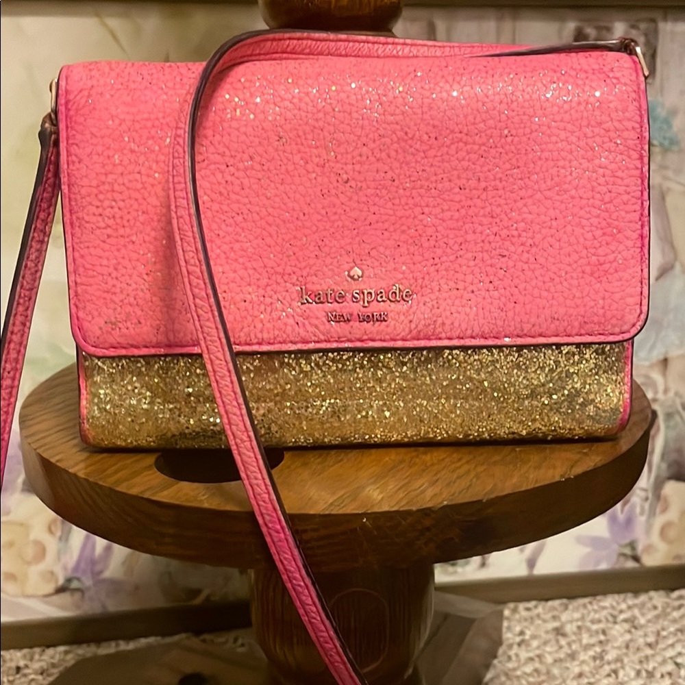 Kate Spade Glittery Pink and Gold Crossbody Bag